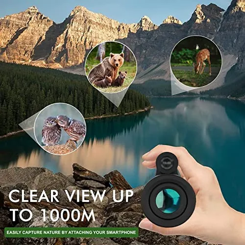 12x56 Monocular Telescope with Smartphone Adapter and Upgraded Tripod, HD Handheld Telescope - High Powered Monocular Scope for Adults - Birdwatching - Gifts for Men Him Dad Husband Boyfriend (Black)