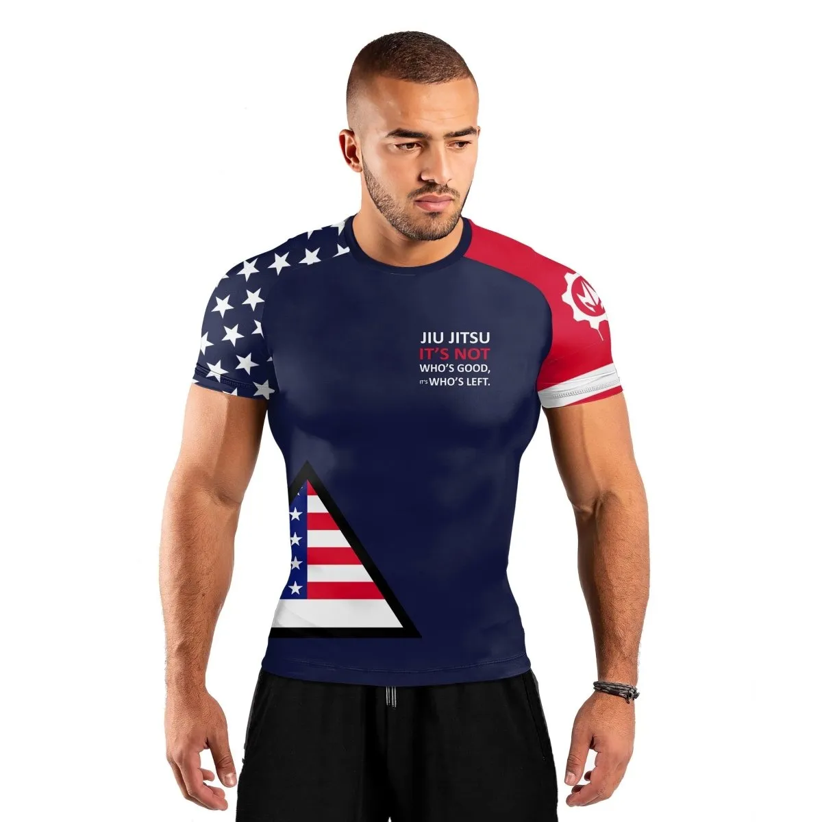 American Flag Blue Short Sleeve Rash Guard