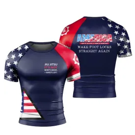 American Flag Blue Short Sleeve Rash Guard