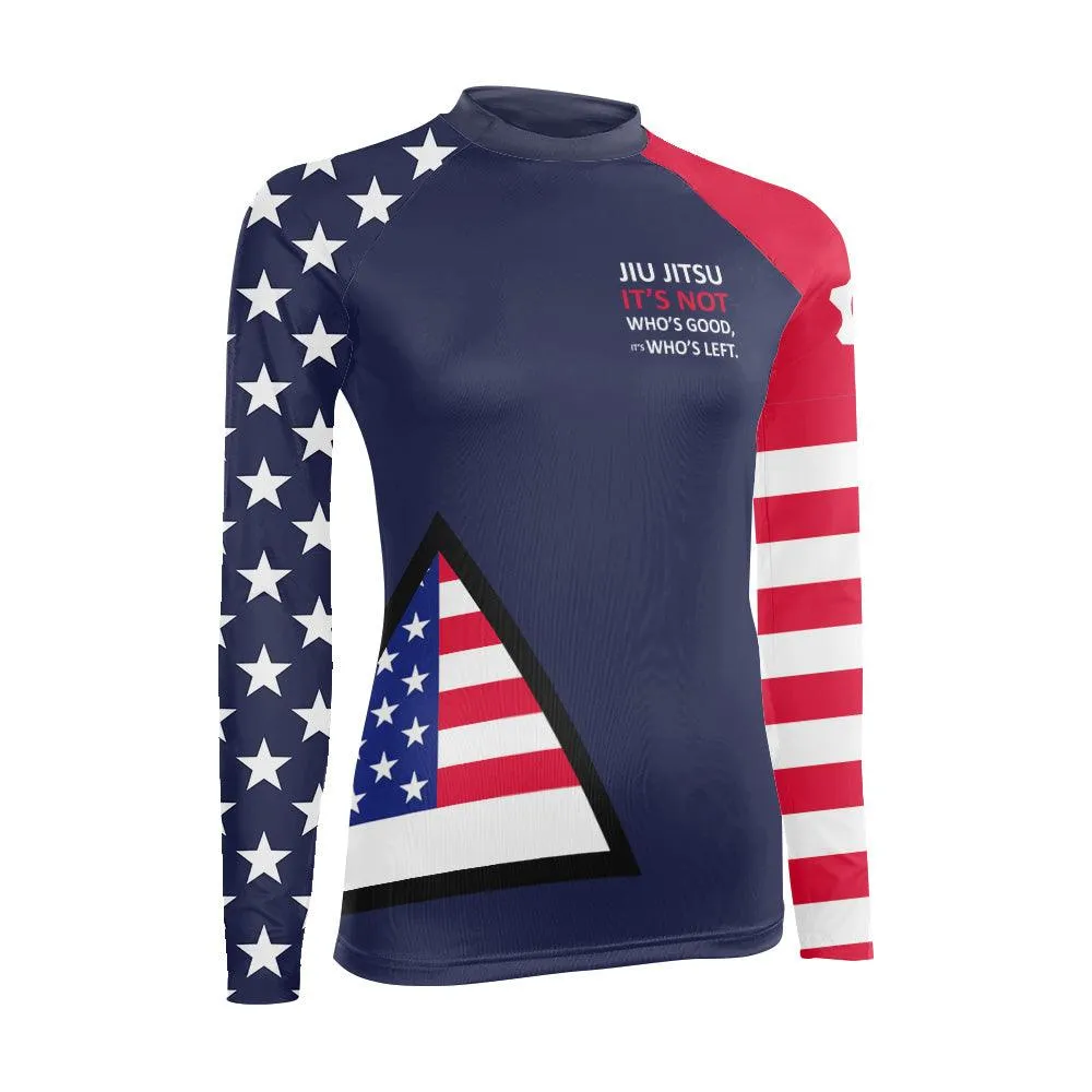 American Flag Blue Women's Long Sleeve Rash Guard