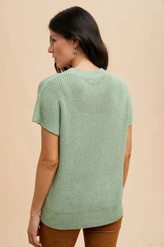 Annie Wear Large Flower Embo Dolman Sleeve Summer Sweater Top