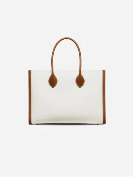 Aurora Cactus Leather Vegan Tote Bag | White & Brown