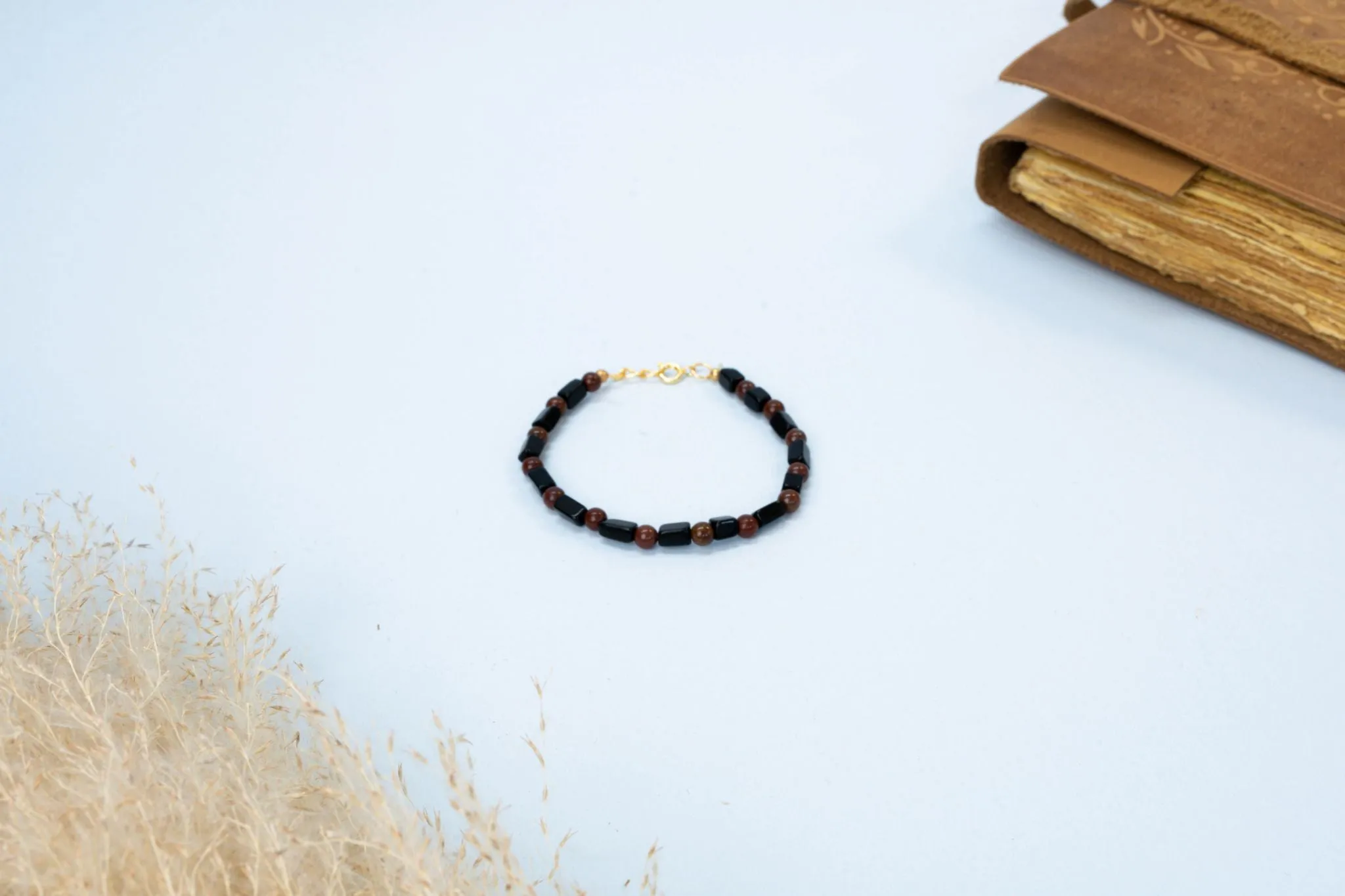 Black Tourmaline With Red Jasper Bracelet