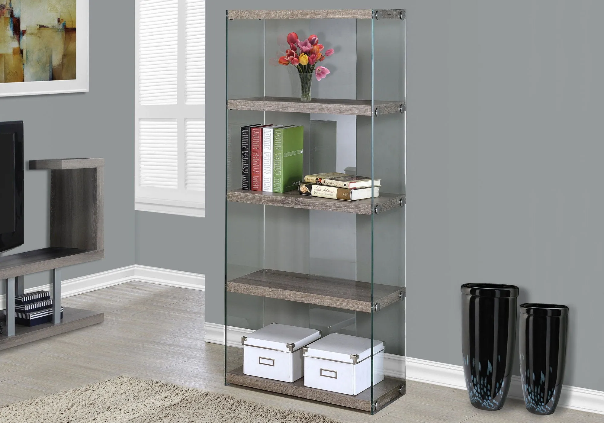 Bookshelf, Bookcase, Etagere, 5 Tier, Office, Elegant Design - Taupe by Couch.com