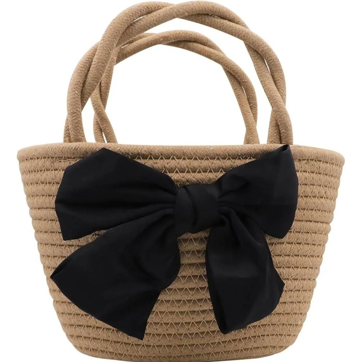 Bowknot Straw Beach Woven Handbag.