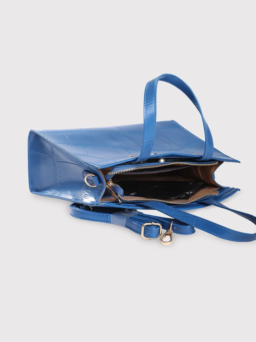 Caprese Mink Tote Small Croco Women'S Office Handbag Ultramarine