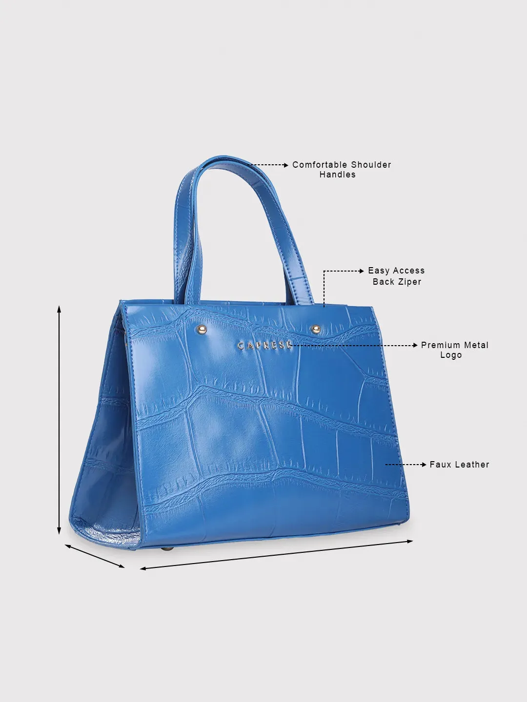 Caprese Mink Tote Small Croco Women'S Office Handbag Ultramarine