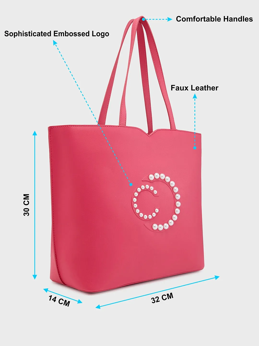 Caprese Pink Cloud Tote Medium Solid Women'S Office Handbag Pink