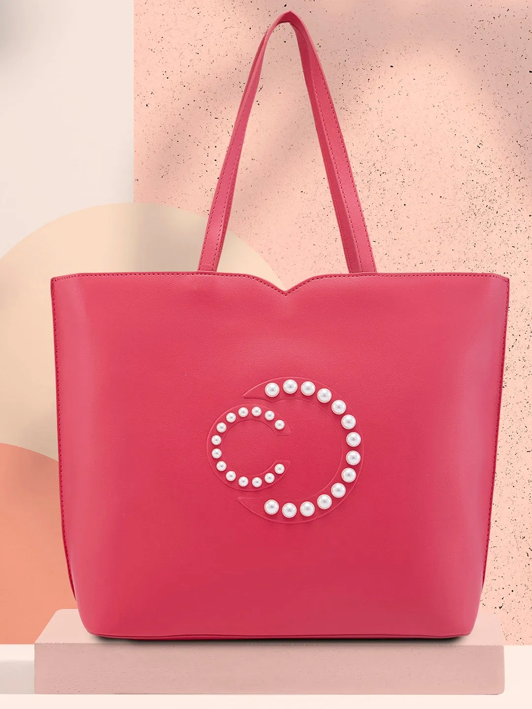 Caprese Pink Cloud Tote Medium Solid Women'S Office Handbag Pink