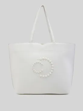 Caprese Pink Cloud Tote Medium Solid Women's Office Handbag White