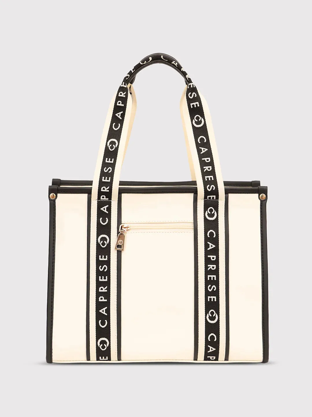 Caprese Trinity Tote Medium Solid Women'S Office Handbag Cream