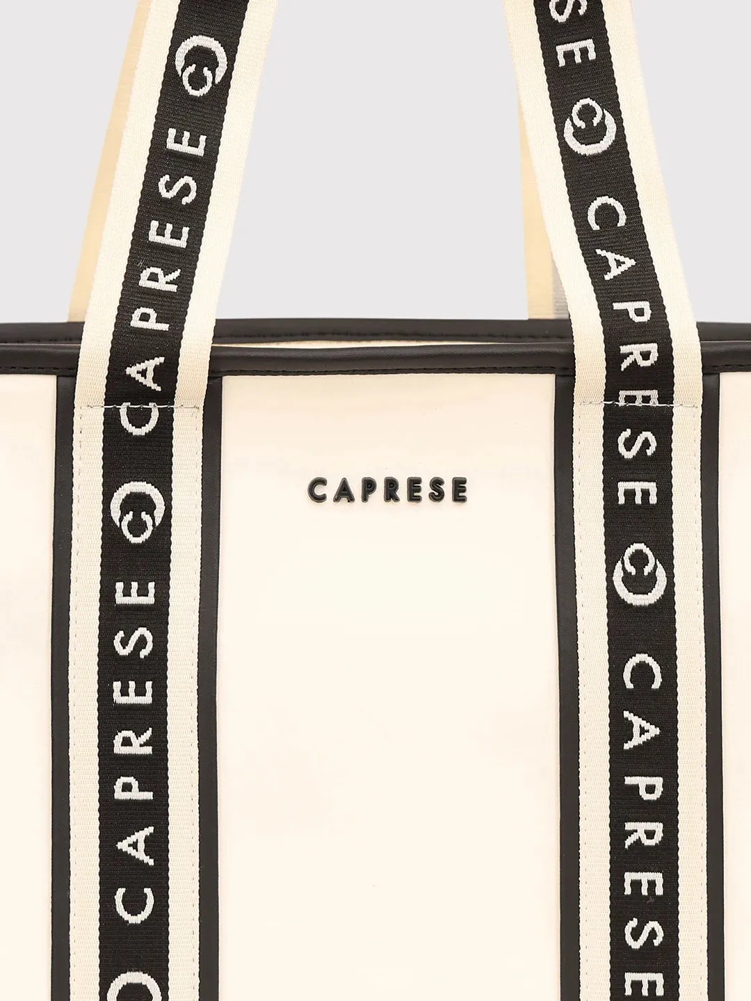 Caprese Trinity Tote Medium Solid Women'S Office Handbag Cream