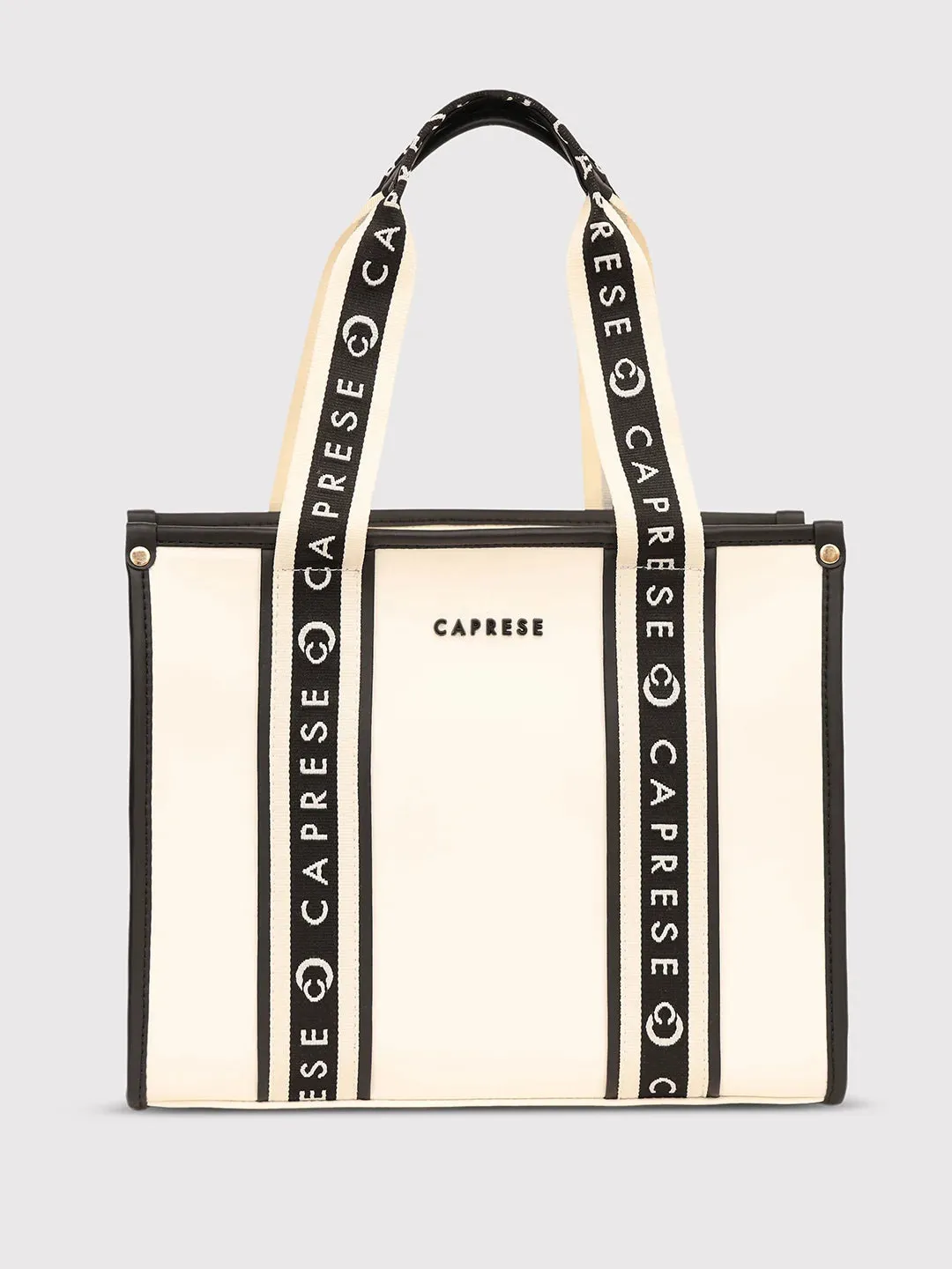 Caprese Trinity Tote Medium Solid Women'S Office Handbag Cream