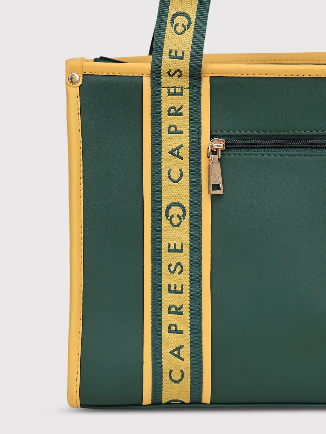 Caprese Trinity Tote Medium Solid Women'S Office Handbag Dark Green