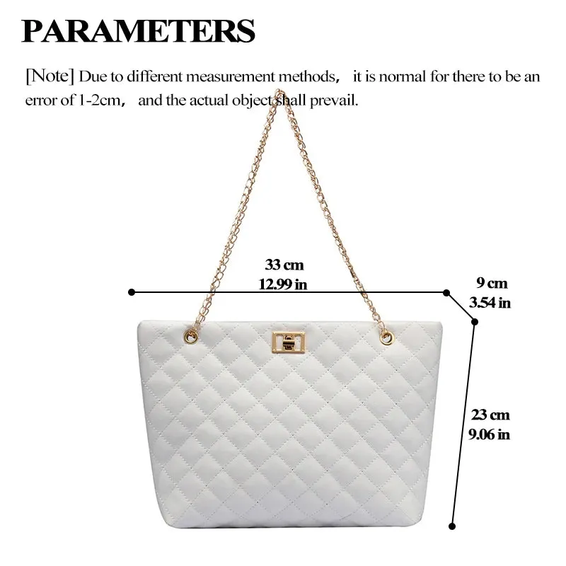 Chic Diamond Lattice Tote Quilted Handbag
