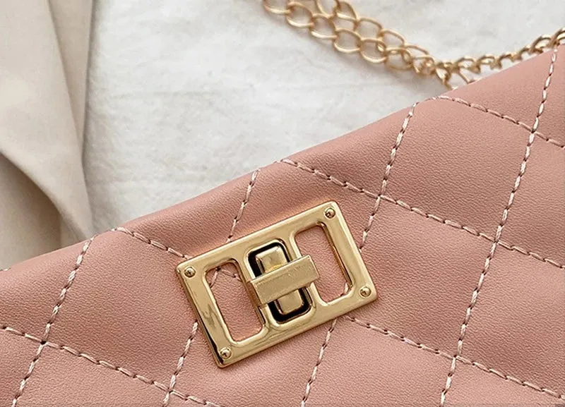 Chic Diamond Lattice Tote Quilted Handbag