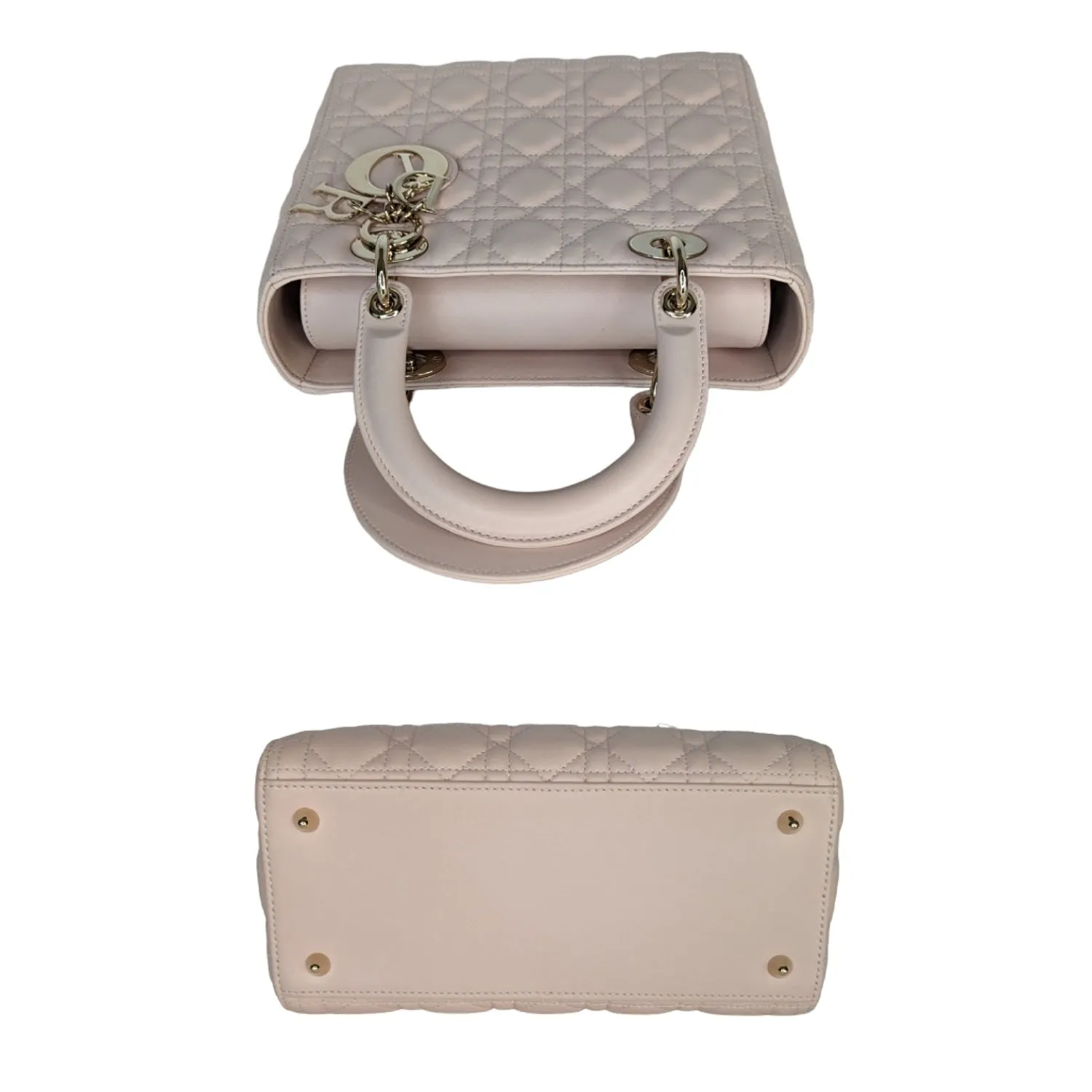 Christian Dior Powder Pink Cannage Lambskin Medium Lady Dior