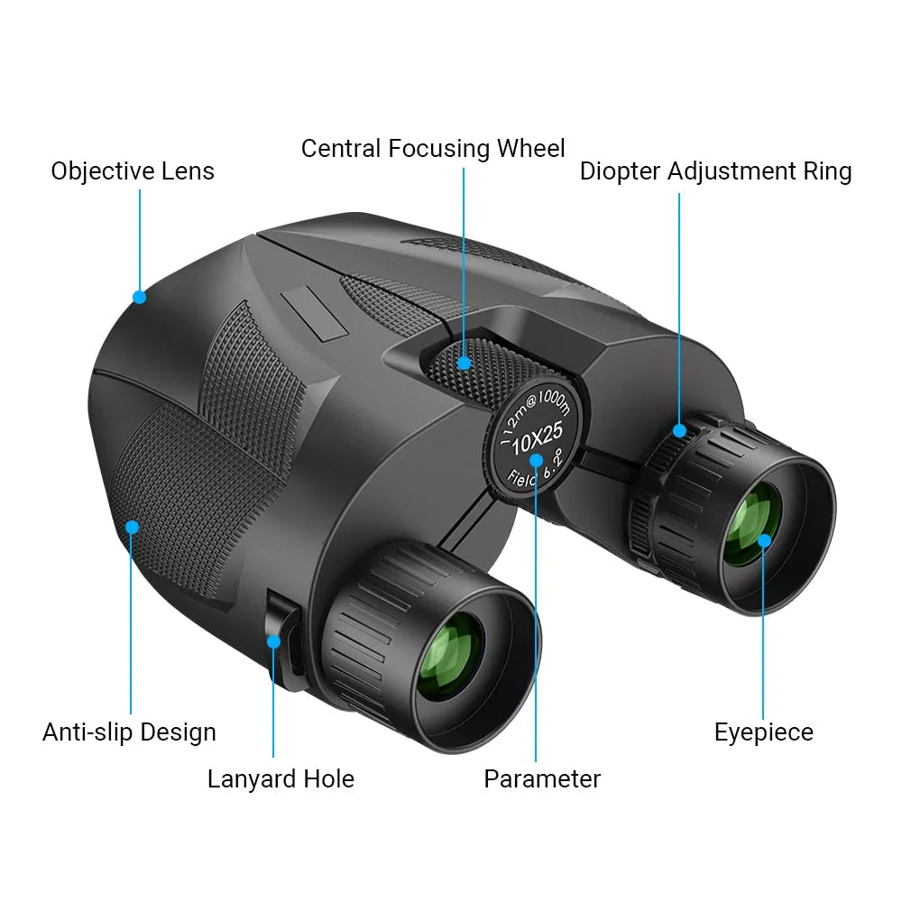 Compact BAK4 FMC Lens Foldable Pocket Binoculars for Bird Watching, Camping, Hunting, and Tourism