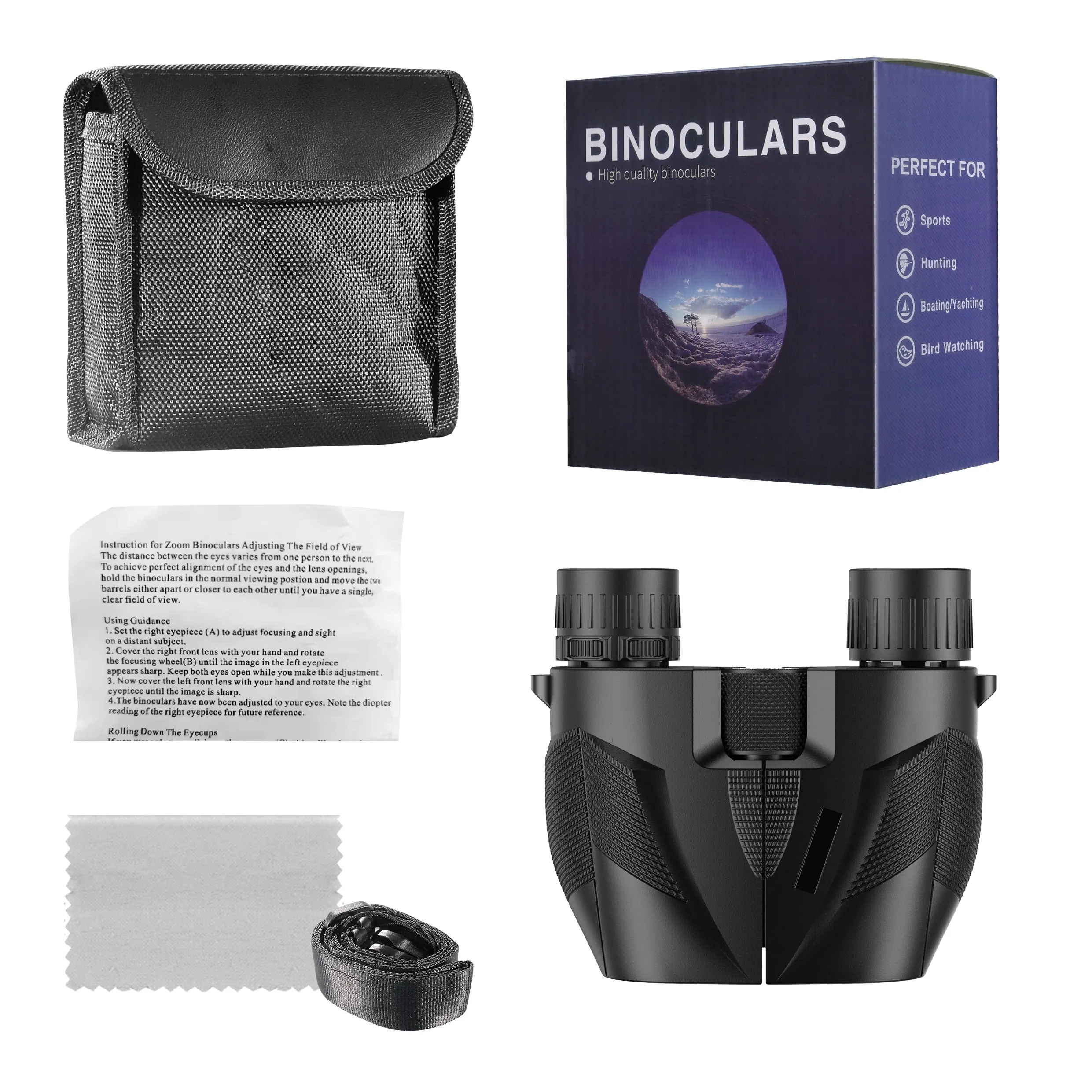 Compact BAK4 FMC Lens Foldable Pocket Binoculars for Bird Watching, Camping, Hunting, and Tourism