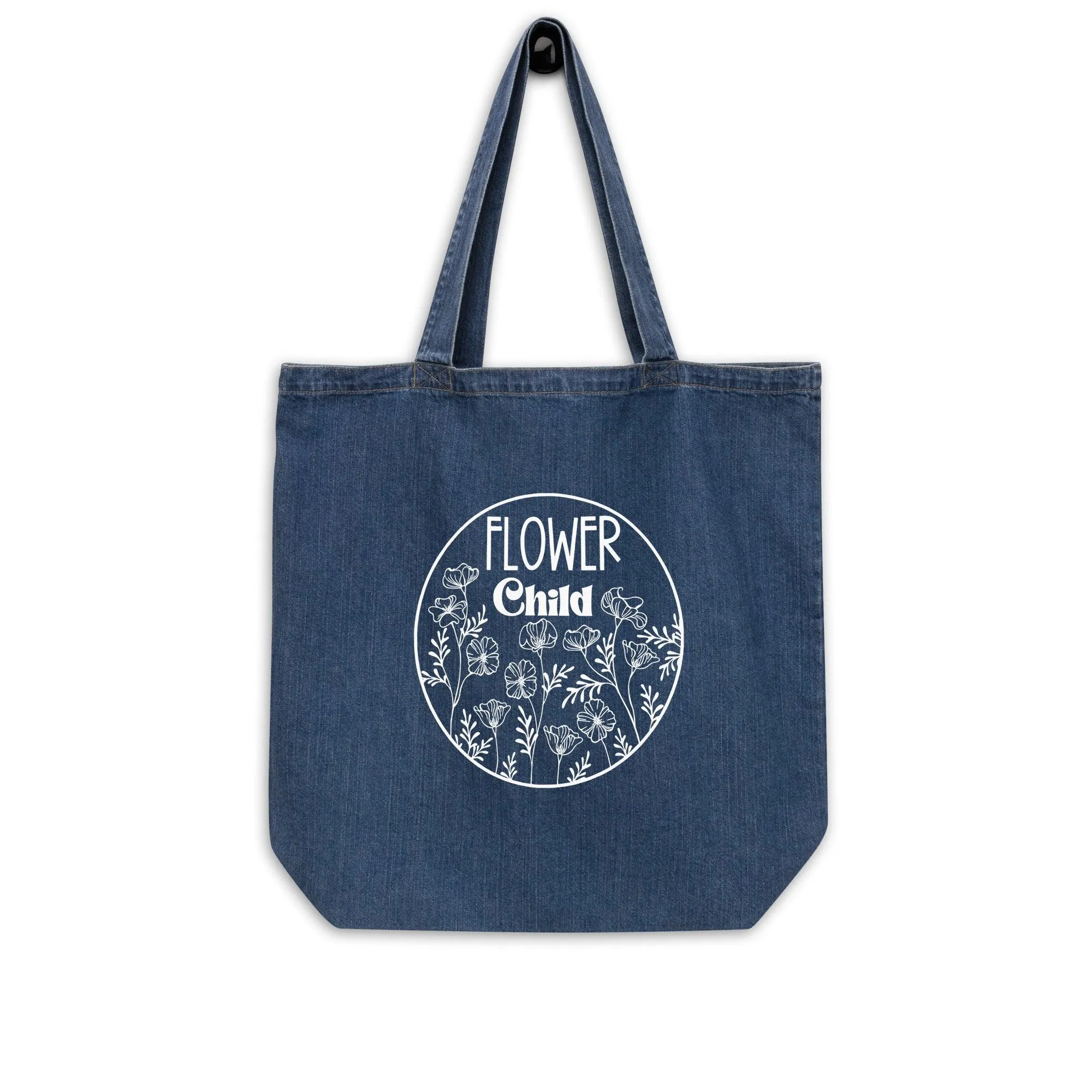 Denim Flower Child Tote Bag