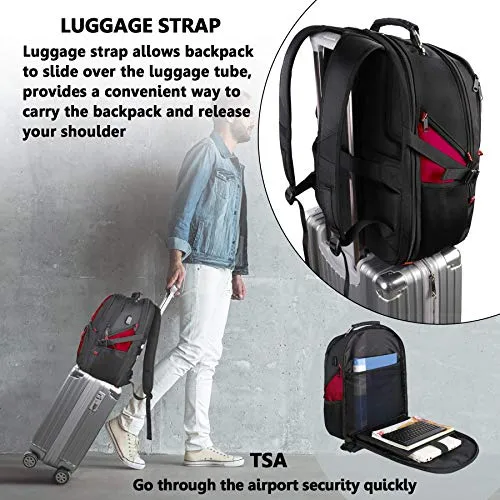 Extra Large Backpack,18.4 Laptop Backpack with USB Port,Travel Backpack for Women with Luggage Sleeve,TSA Friendly Big College Bag Business Computer Backpack Fit Most 18Inch Gaming Laptops,Red