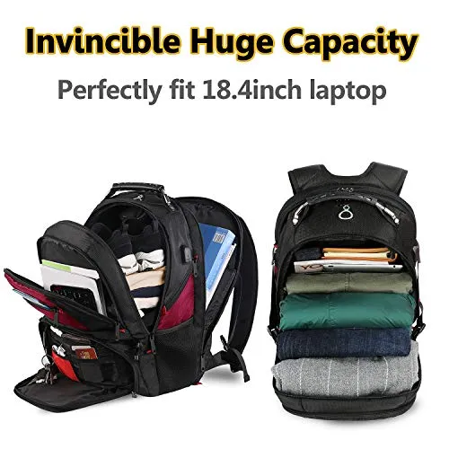 Extra Large Backpack,18.4 Laptop Backpack with USB Port,Travel Backpack for Women with Luggage Sleeve,TSA Friendly Big College Bag Business Computer Backpack Fit Most 18Inch Gaming Laptops,Red