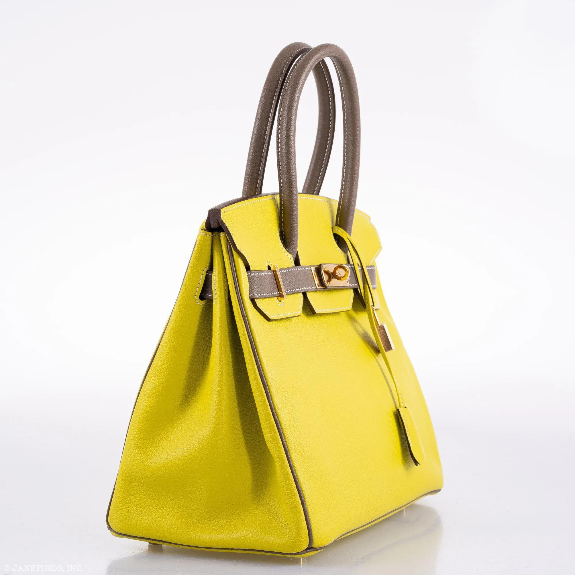 Hermès HSS Birkin 30 Lime and Etoupe Chevre Gold Hardware, 2013