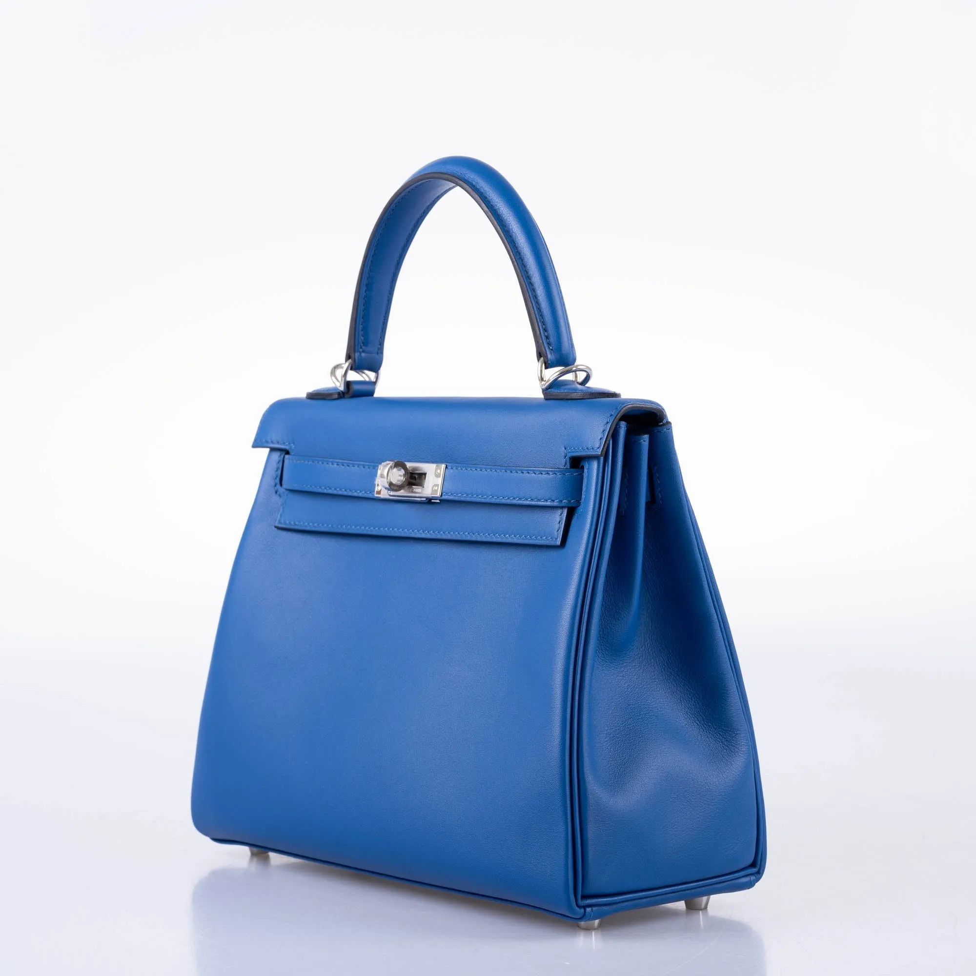 Hermès Kelly 25 Retourne Blue France Swift Palladium Hardware