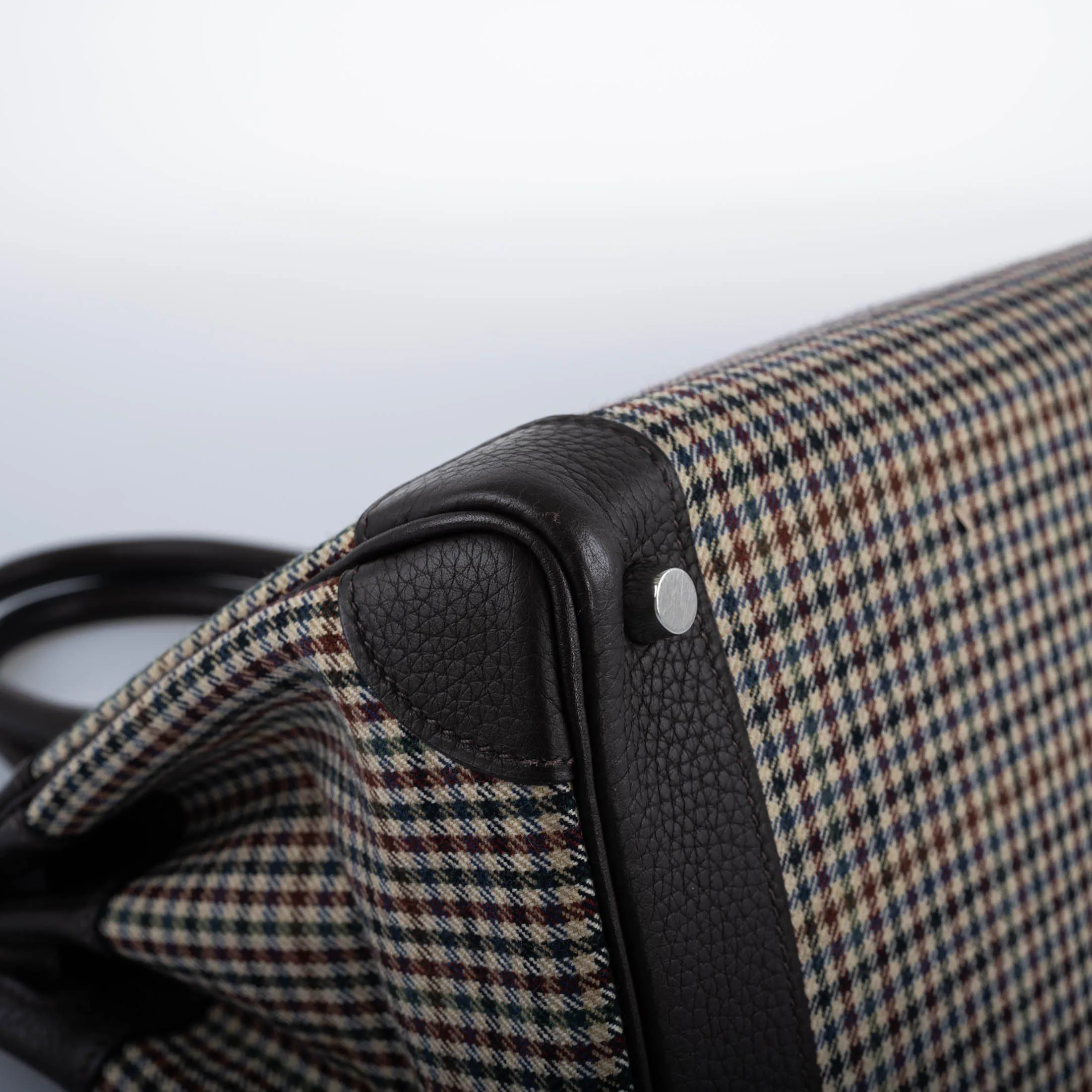 Hermès Lainage Birkin 30 Houndstooth Plaid Wool and Ebene Togo Palladium Hardware