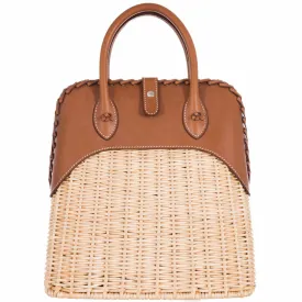 Hermès Picnic Bolide 25 Fauve Barenia and Osier Wicker Palladium Hardware