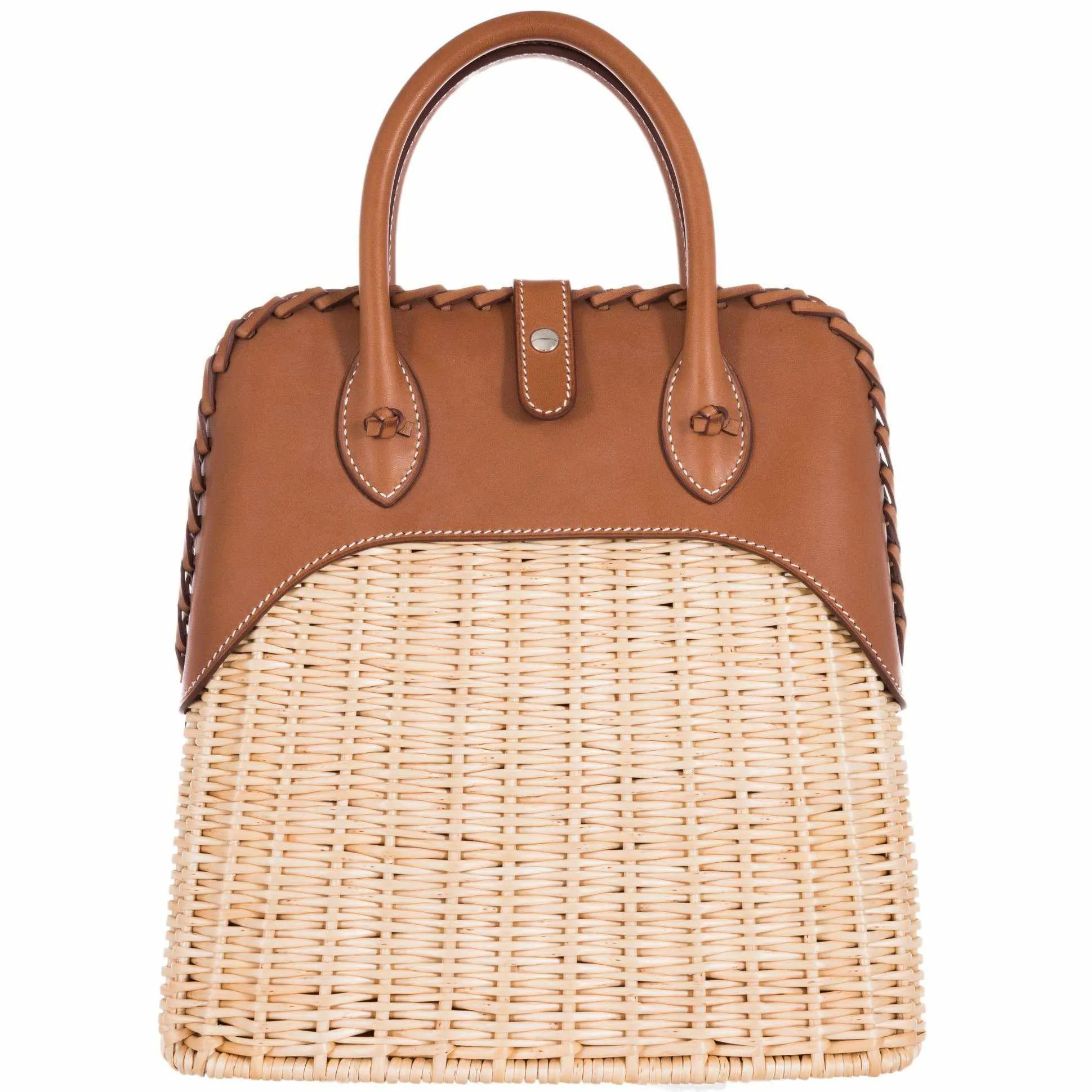 Hermès Picnic Bolide 25 Fauve Barenia and Osier Wicker Palladium Hardware