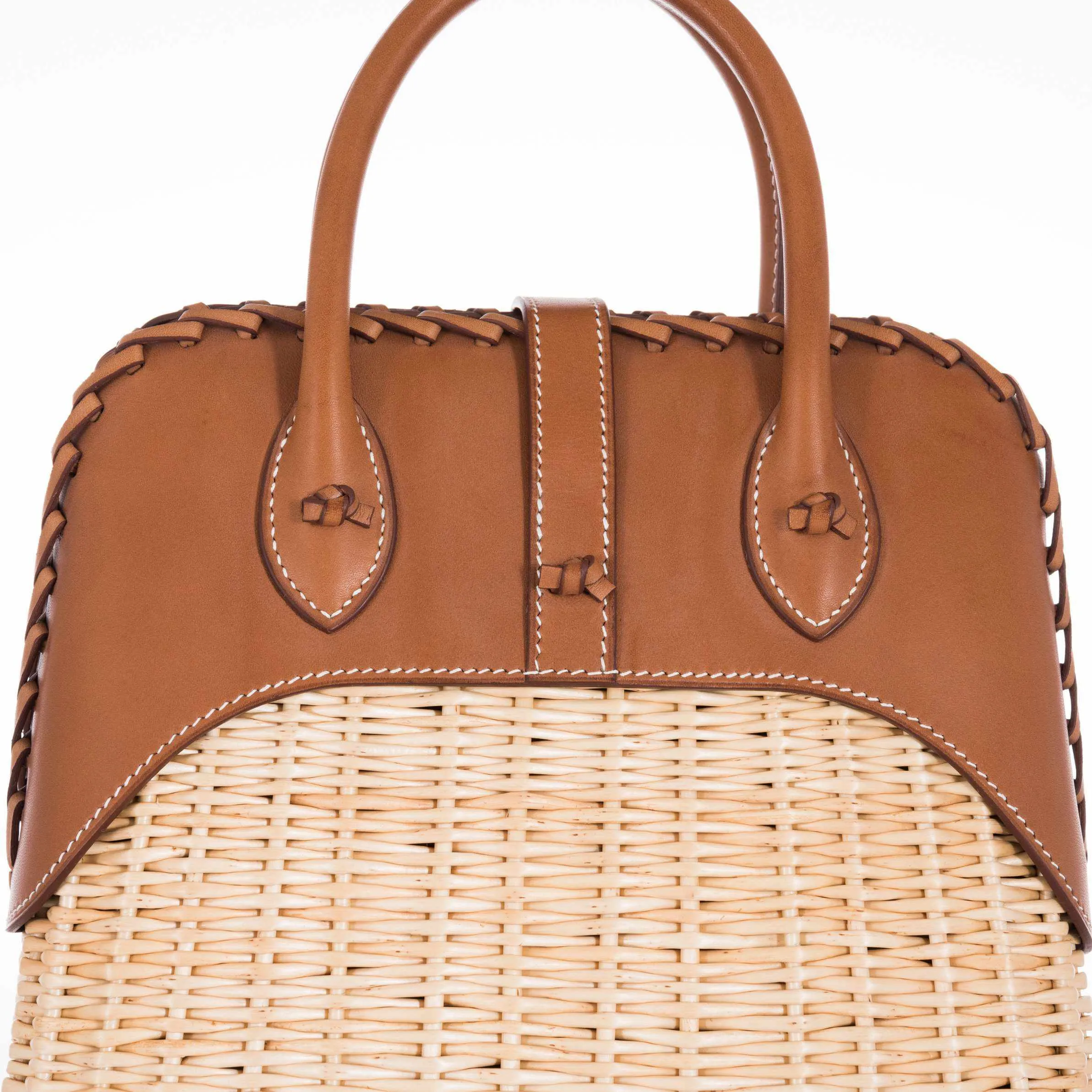 Hermès Picnic Bolide 25 Fauve Barenia and Osier Wicker Palladium Hardware