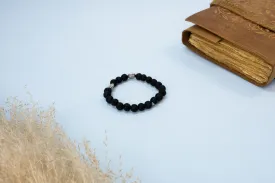 Lava Bracelet with Silver Charm