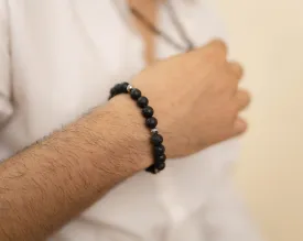 Lava with Silver Charm Bracelet