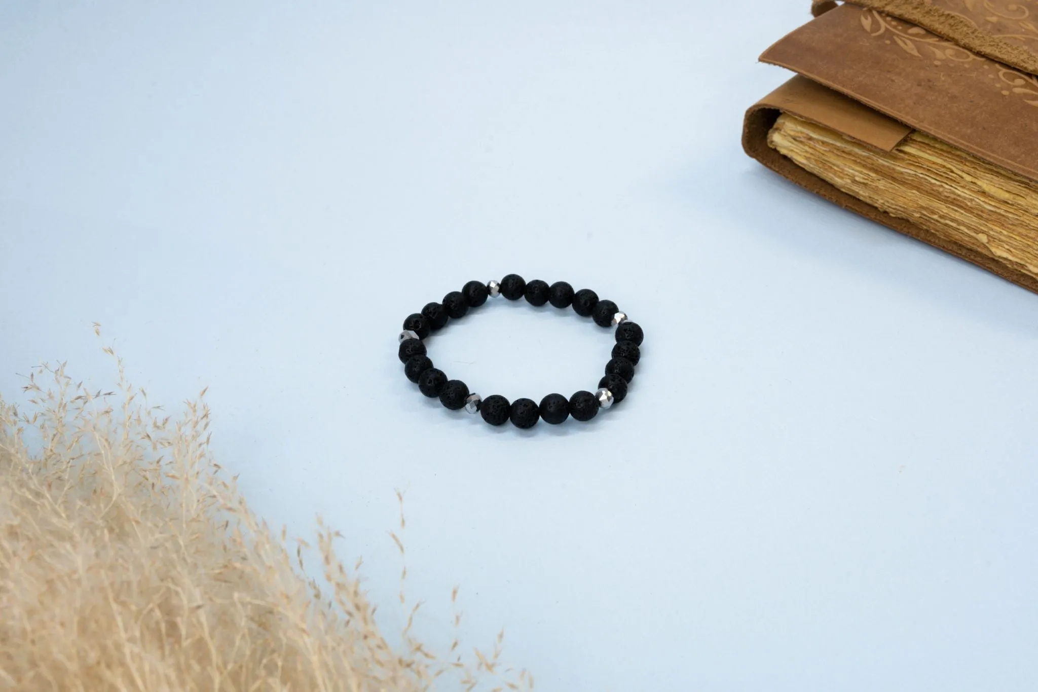 Lava with Silver Charm Bracelet