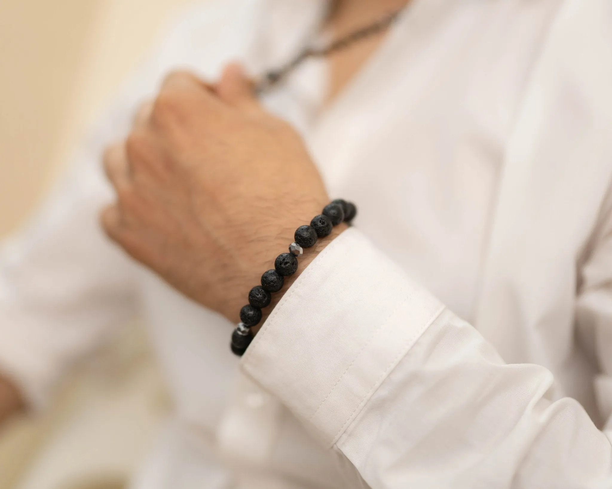 Lava with Silver Charm Bracelet