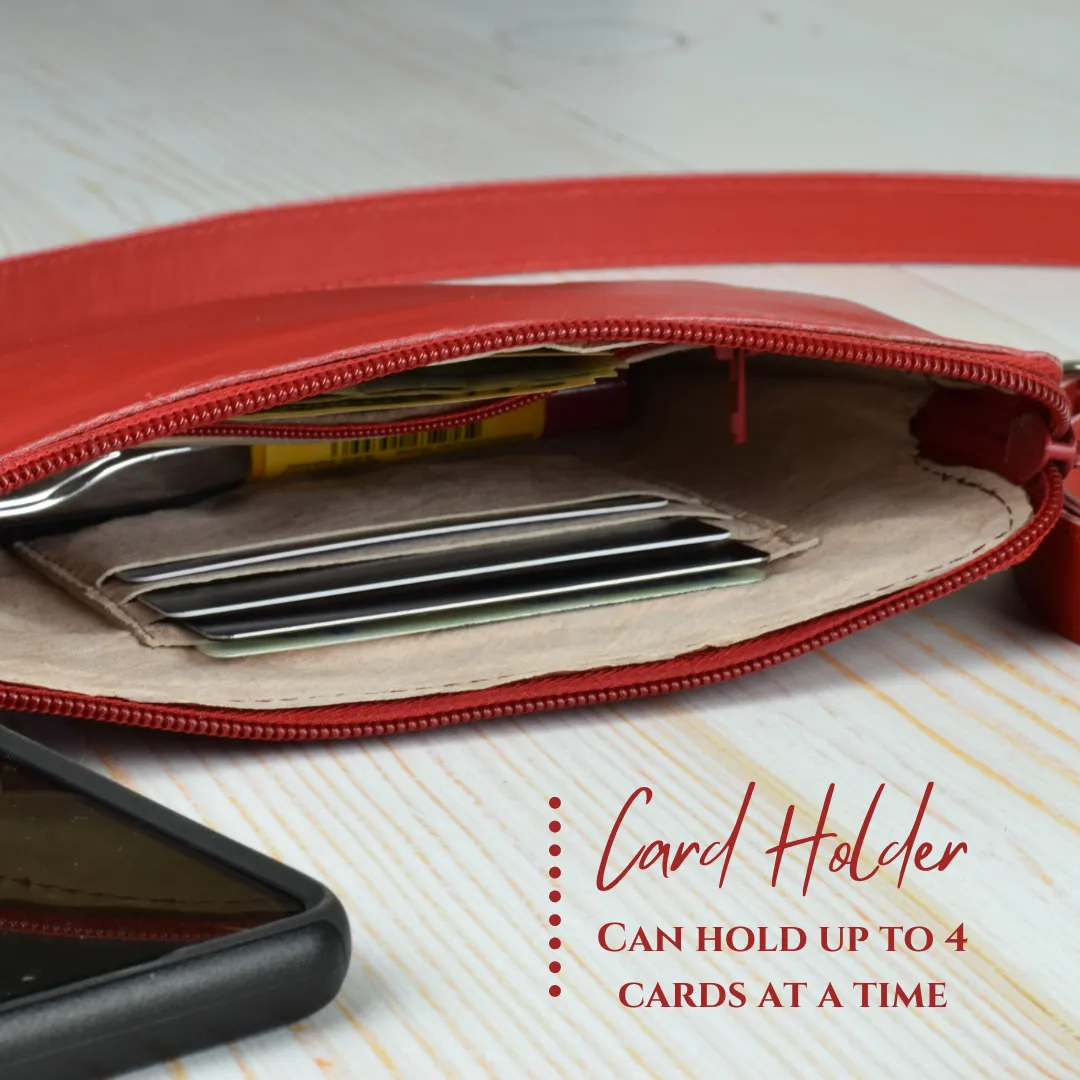 Little Red Leather Purse by World Orphans - Small Crossbody or Shoulder Bag