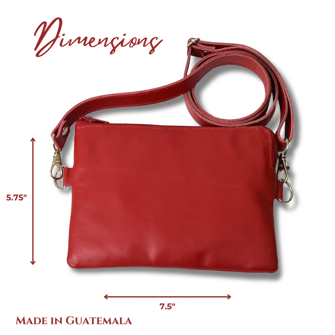 Little Red Leather Purse by World Orphans - Small Crossbody or Shoulder Bag