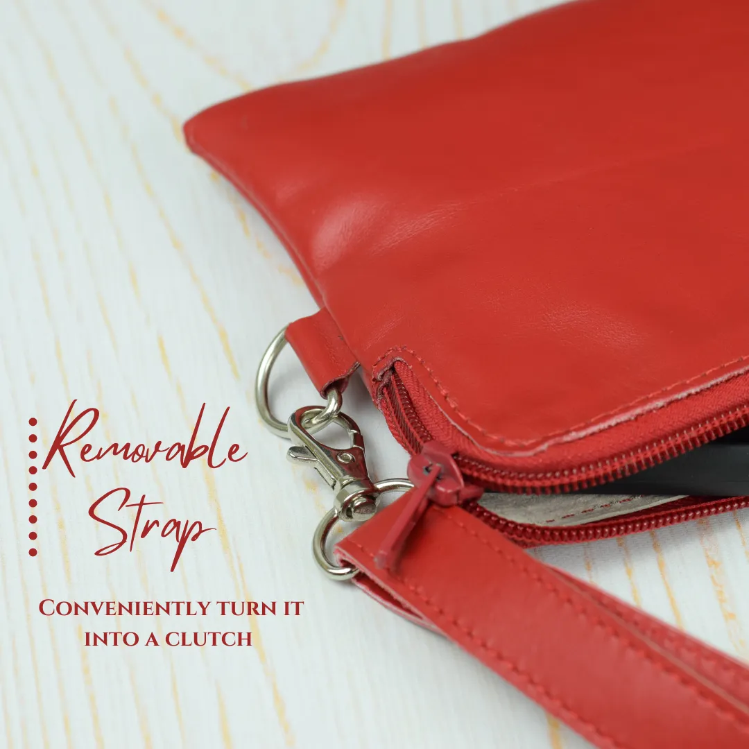 Little Red Leather Purse by World Orphans - Small Crossbody or Shoulder Bag