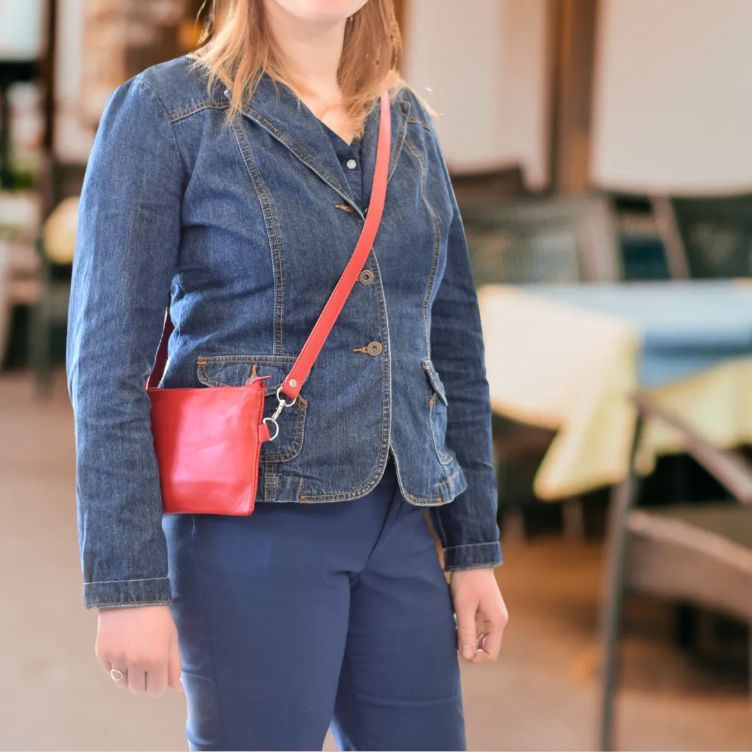 Little Red Leather Purse by World Orphans - Small Crossbody or Shoulder Bag