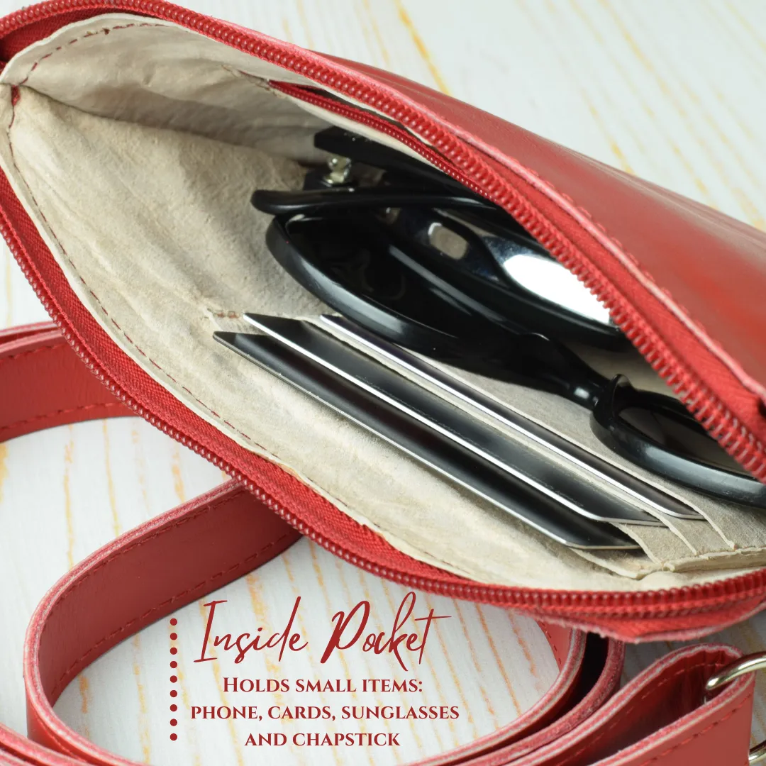 Little Red Leather Purse by World Orphans - Small Crossbody or Shoulder Bag