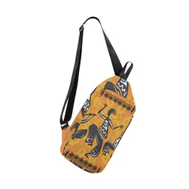 Lovexue Sling Bag African Dancer Figures Womens Chest Shoulder Backpacks Crossbody Tactical Bag