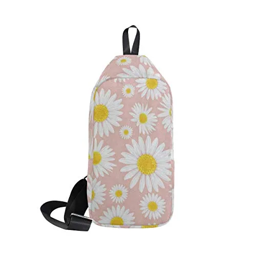 Lovexue Sling Bag Beautiful Floral Daisy Flower Mens Chest Shoulder Backpacks Crossbody Unbalance