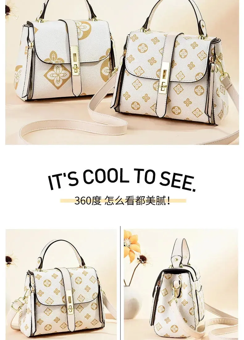 luxury design 2024 New Texture Printed Live Streaming Style, Stylish And Cute, Simple Small Square Bag, One Shoulder Crossbody luxury design