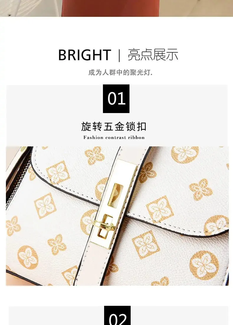 luxury design 2024 New Texture Printed Live Streaming Style, Stylish And Cute, Simple Small Square Bag, One Shoulder Crossbody luxury design
