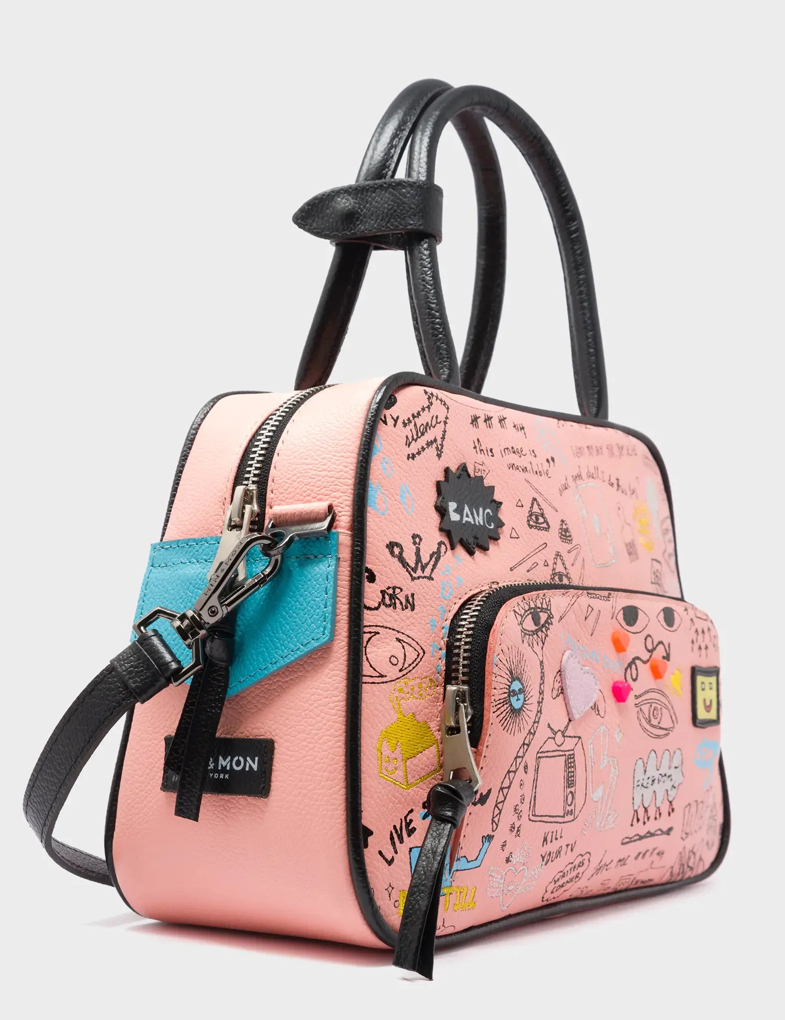 Marino Medium Crossbody Rosa Leather Bag - Urban Doodles Design