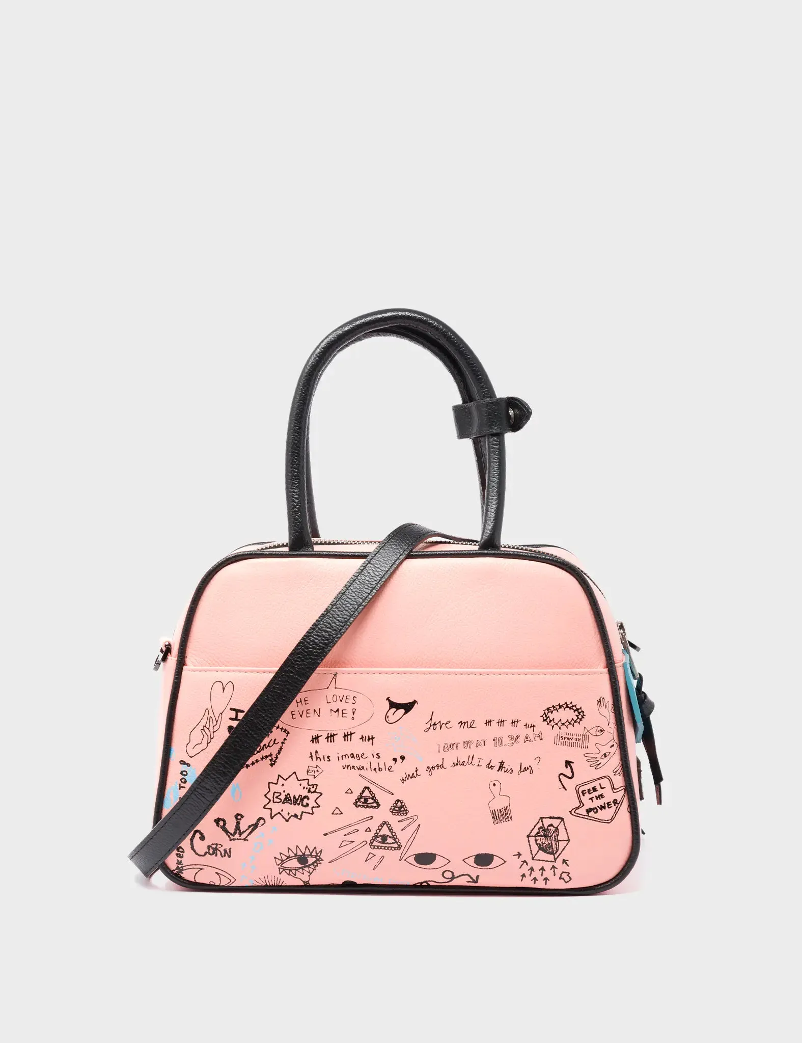Marino Medium Crossbody Rosa Leather Bag - Urban Doodles Design