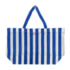 Market Bag in Blue White Cabana Stripe