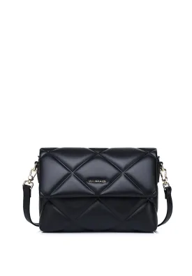 Moon Like U Quilted Flap Crossbody (Black)