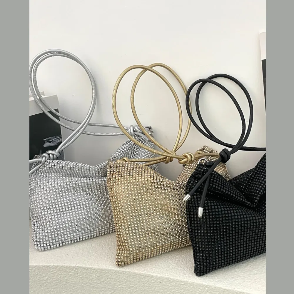 Rhinestone Knotted Strap Crossbody Bag